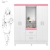 Guarda Roupa Capelinha Lord 4 Portas Com Espelho Branco/Rosa Demóbile