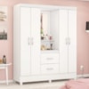 Guarda Roupa Capelinha Lord 4 Portas Com Espelho Branco/Rosa Demóbile