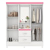 Guarda Roupa Capelinha Lord 4 Portas Com Espelho Branco/Rosa Demóbile