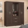 Guarda Roupa Capelinha Lord 4 Portas Com Espelho Café Touch Demóbile