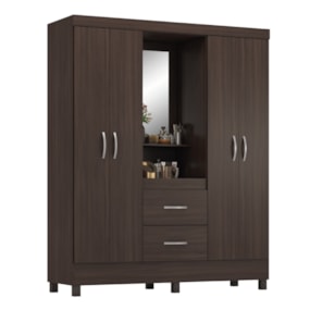 Guarda Roupa Capelinha Lord 4 Portas Com Espelho Café Touch Demóbile