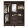 Guarda Roupa Capelinha Lord 4 Portas Com Espelho Café Touch Demóbile