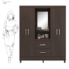 Guarda Roupa Capelinha Lord 4 Portas Com Espelho Café Touch Demóbile