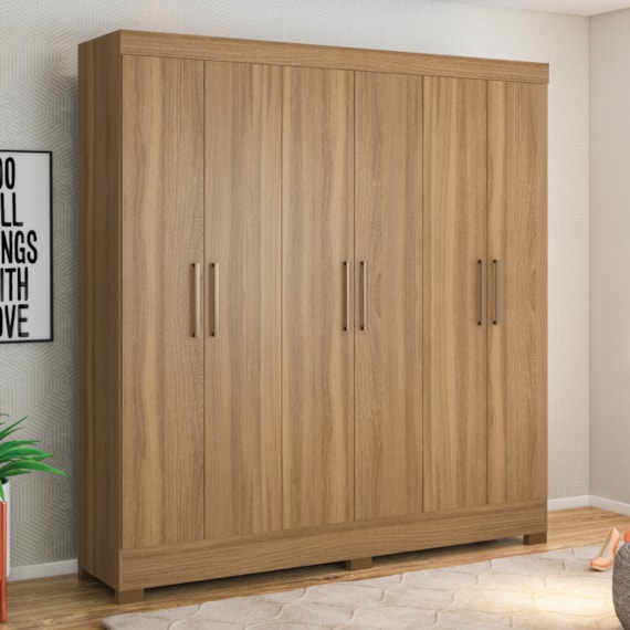 Guarda Roupa Casal 6 Portas 2 Gavetas Prático Amendola Touch Demóbile