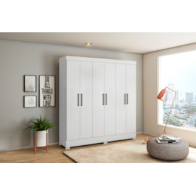 Guarda Roupa Casal 6 Portas 2 Gavetas Prático Branco Demóbile
