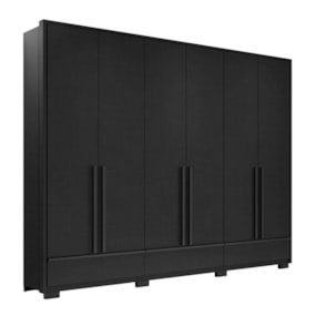 Guarda Roupa Casal 6 Portas 3 Gavetas NT6035 Com Espelho Preto Tx Notável Móveis