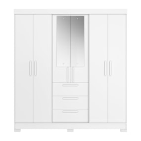 Guarda Roupa Casal 6 Portas Com Espelho 100% MDF NT6030 Branco Notável Móveis 