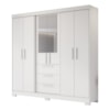 Guarda Roupa Casal 6 Portas Com Espelho 100% MDF NT6030 Branco Notável Móveis