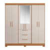 Guarda Roupa Casal 6 Portas Com Espelho 100% MDF NT6030 Freijó/Off White Notável Móveis 