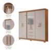 Guarda Roupa Casal 6 Portas Com Espelho 100% MDF NT6030 Freijó/Off White Notável Móveis 