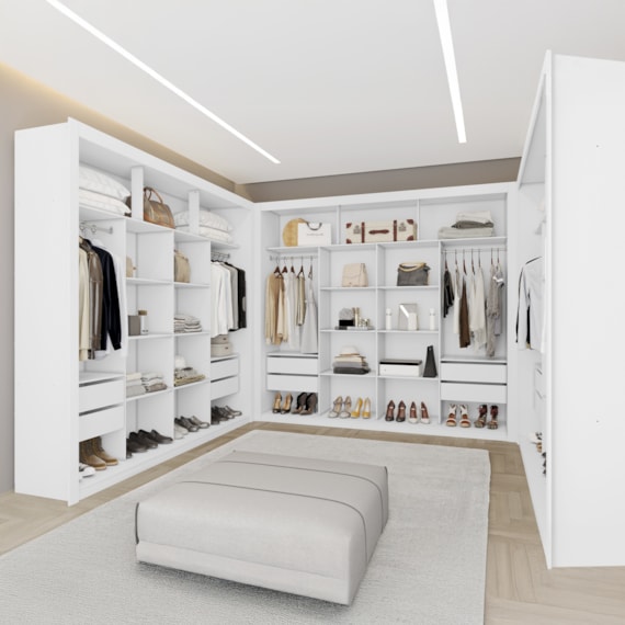 Guarda Roupa Closet Triplo NT6060 MDF Branco Amoudi Móveis 