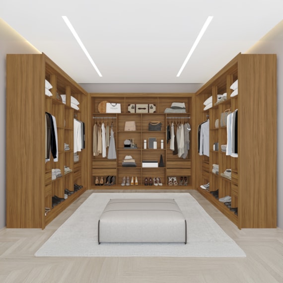 Guarda Roupa Closet Triplo NT6060 MDF Freijó Amoudi Móveis 
