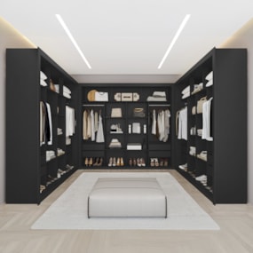 Guarda Roupa Closet Triplo NT6060 MDF Preto Tx Amoudi Móveis 