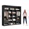 Guarda Roupa Closet Triplo NT6060 MDF Preto Tx Amoudi Móveis 