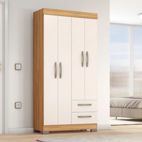Guarda-Roupa com 4 Portas e 2 Gavetas NT6010 Freijó Trend/Off White Tx Notável Móveis Guarda-Roupa com 4 Portas e 2 Gavetas NT6010 Freijó Trend/Off White Tx Notável Móveis