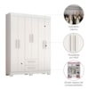 Guarda-Roupa com 6 Portas e 2 Gavetas Branco/Rosa NT6015 Notável Móveis