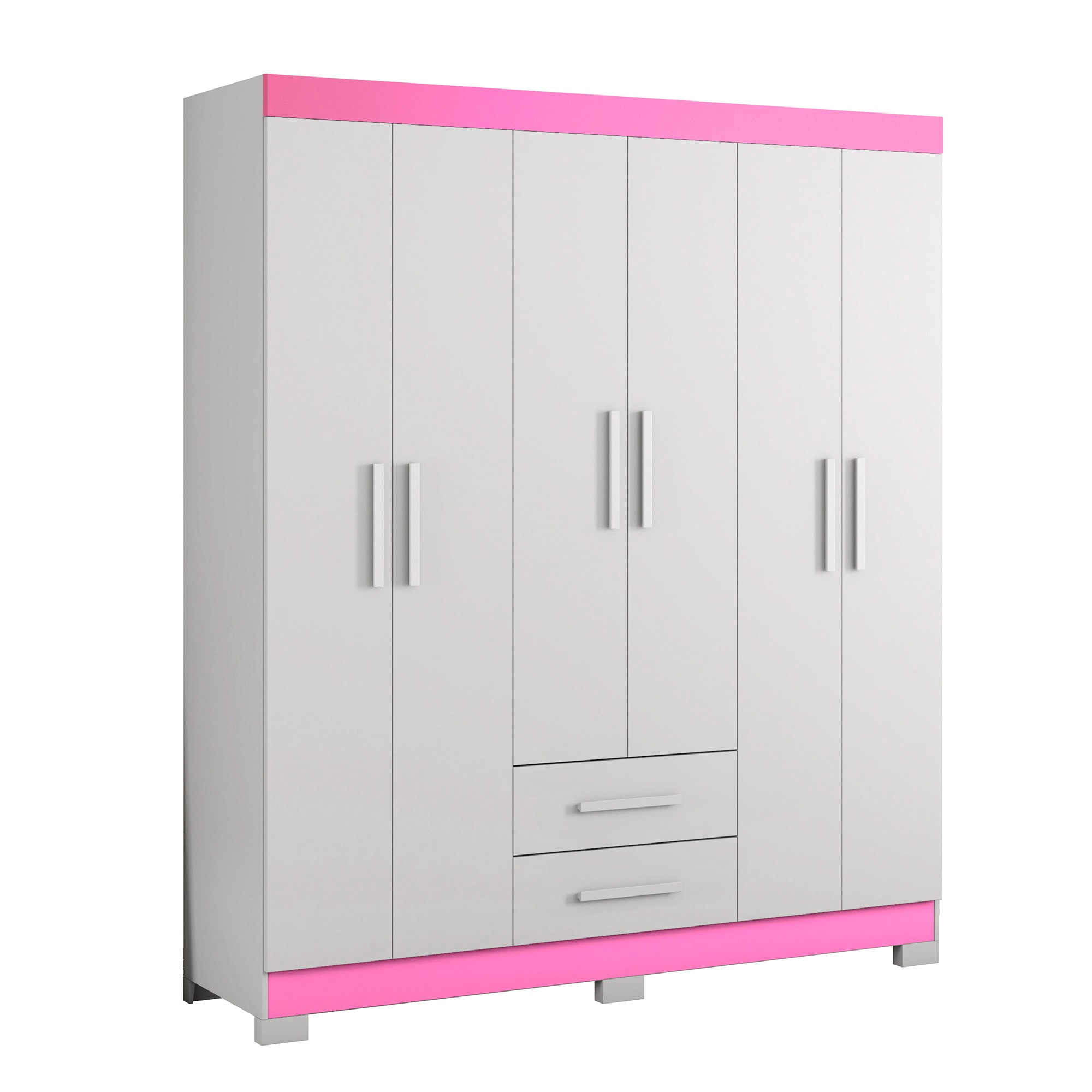 Guarda-Roupa com 6 Portas e 2 Gavetas Freijó/Off White Tx NT6015