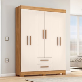 Guarda-Roupa com 6 Portas e 2 Gavetas Freijó/Off White Tx NT6015 Notável Móveis Guarda-Roupa com 6 Portas e 2 Gavetas Freijó/Off White Tx NT6015 Notável Móveis