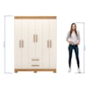Guarda-Roupa com 6 Portas e 2 Gavetas Freijó/Off White Tx NT6015 Notável Móveis