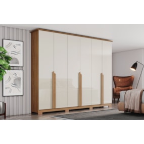 Guarda Roupa de Casal 06 Portas e 06 Gavetas Andréas Nature/Off White Henn