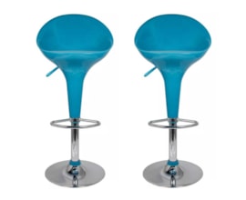 Kit 2 Banquetas em ABS Tulipa Lótus com Encosto Alto Azul Turquesa Kit 2 Banquetas em ABS Tulipa Lótus com Encosto Alto Azul Turquesa