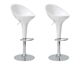 Kit 2 Banquetas em ABS Tulipa Lótus com Encosto Alto Branca Kit 2 Banquetas em ABS Tulipa Lótus com Encosto Alto Branca