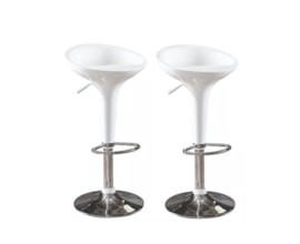 Kit 2 Banquetas Lotus com assento abs e regulagem de altura branco Kit 2 Banquetas Lotus com assento abs e regulagem de altura branco