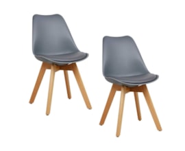 Kit 2 Cadeiras Eames Leda Cinza Base Madeira Kit 2 Cadeiras Eames Leda Cinza Base Madeira
