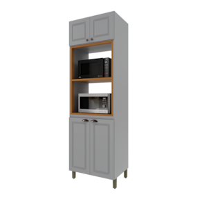 Kit 2 Fornos de 0,70 cm com Moldura 100% MDF Titânio Fosco Amoudi