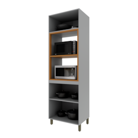 Kit 2 Fornos de 0,70 cm com Moldura 100% MDF Titânio Fosco Amoudi