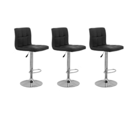 Kit 3 Banquetas Alta Gomos Estofadas em Couríssimo Preta Casa Aberta Brasil Kit 3 Banquetas Alta Gomos Estofadas em Couríssimo Preta Casa Aberta Brasil