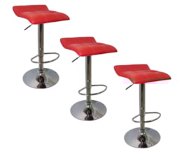 KIt 3 Banquetas Arki Estofadas Giratória Vermelha KIt 3 Banquetas Arki Estofadas Giratória Vermelha