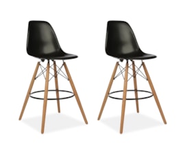 Kit com 2 Banquetas Eiffel Alta Preta com Base de Madeira Casa Aberta Brasil Kit com 2 Banquetas Eiffel Alta Preta com Base de Madeira Casa Aberta Brasil