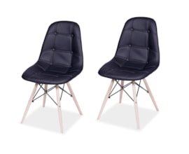 Kit com 2 Cadeiras Eames Botonê Base Eiffel de Madeira Preta Kit com 2 Cadeiras Eames Botonê Base Eiffel de Madeira Preta