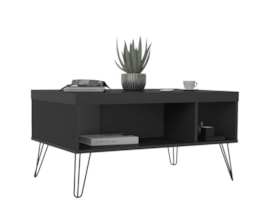 Mesa de Centro com pés metálicos 91x59cm Liberty Preto Artely Mesa de Centro com pés metálicos 91x59cm Liberty Preto Artely