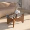 Mesa De Centro Com Tampo De Vidro Levitá Cinamomo Artely 