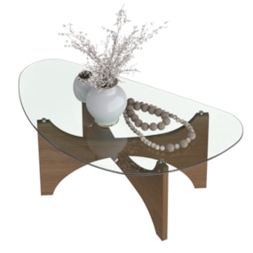 Mesa De Centro Com Tampo De Vidro Levitá Cinamomo Artely 