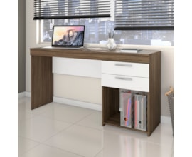 Mesa de Escritório Office Nogal com Branco Notável Móveis Mesa de Escritório Office Nogal com Branco Notável Móveis