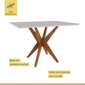 Mesa de Jantar 4 Lugares 120x90cm Donna Natural/Off White Nesher Móveis