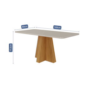 Mesa De Jantar 6 Lugares 160cm Maite Nature/Off White Cimol