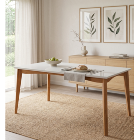 Mesa de Jantar 6 Lugares 160cmx90cm Monalisa Natural/Off White Nesher 