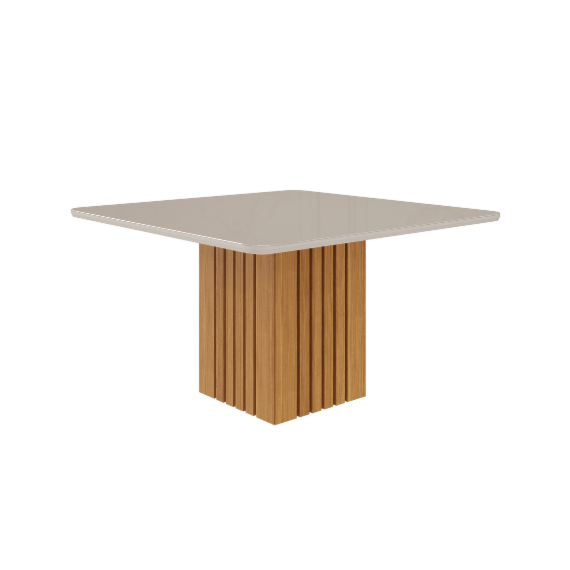 Mesa de Jantar 8 lugares 130cm Ana Nature/Off White Cimol Móveis