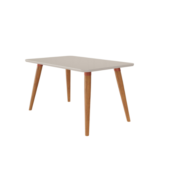 Mesa De Jantar Com 4 Lugares 130cm Adele Madeira/Off White Cimol Móveis