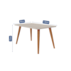 Mesa De Jantar Com 4 Lugares 130cm Adele Madeira/Off White Cimol Móveis