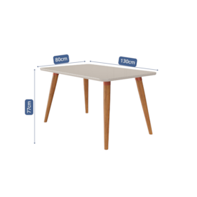 Mesa De Jantar Com 4 Lugares 130cm Adele Madeira/Off White Cimol Móveis