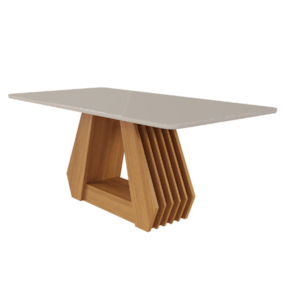 Mesa De Jantar Com 6 Lugares 180cm Agata Nature/Off White Cimol Móveis