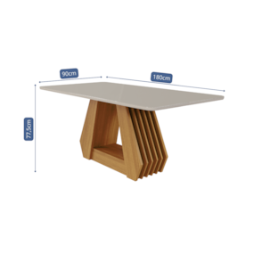 Mesa De Jantar Com 6 Lugares 180cm Agata Nature/Off White Cimol Móveis