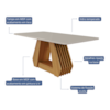 Mesa De Jantar Com 6 Lugares 180cm Agata Nature/Off White Cimol Móveis