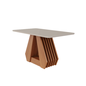 Mesa de Jantar Em MDF Com Tampo de Vidro 130 Cm Agata Cinamomo/Off White Cimol Móveis
