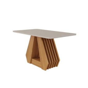 Mesa de Jantar Em MDF Com Tampo de Vidro 130 Cm Agata Off White/Nature Cimol Móveis